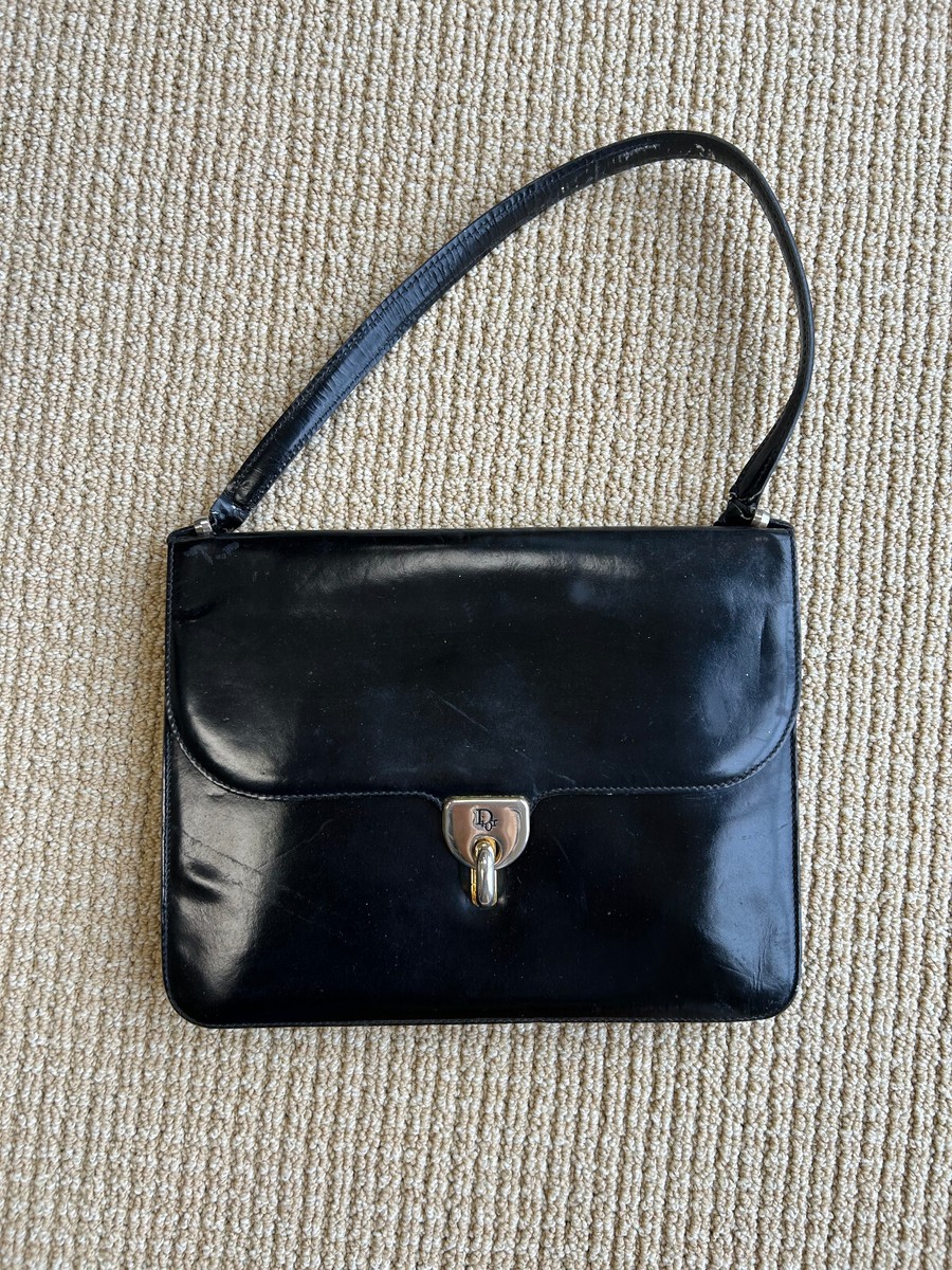 Christian Dior Handbag 1960's Vintage Black Leather | eBay