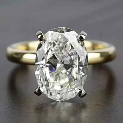 6 Ct Certified Oval Shape White Natural Diamond Engagement Ring VVS1 Great Shine