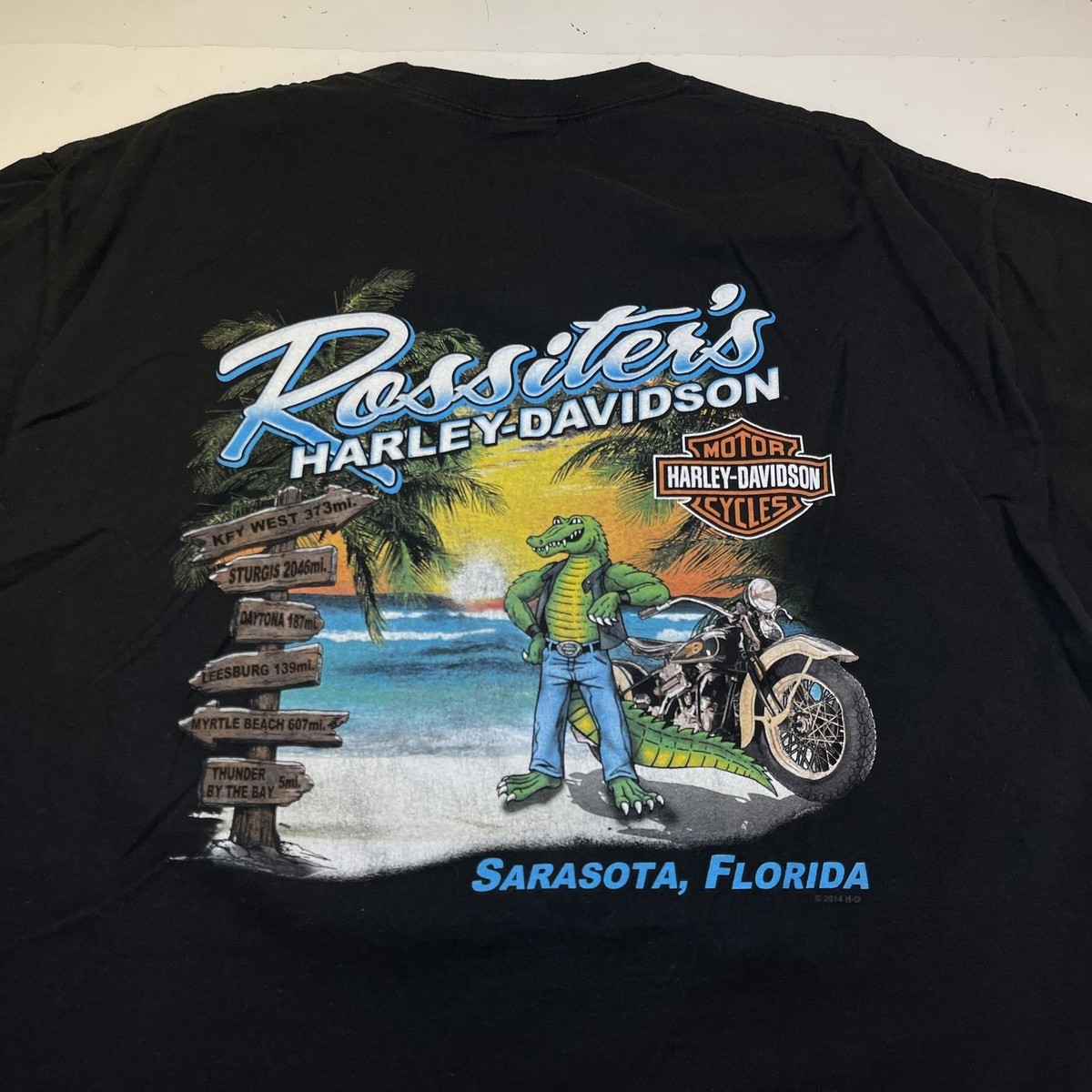 HARLEY DAVIDSON MOTORCYCLES SARASOTA FLORIDA ALLIGATOR T SHIRT