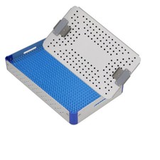1PC Aluminium Alloy sterilization tray case Surgical instrument w/Silicone mat
