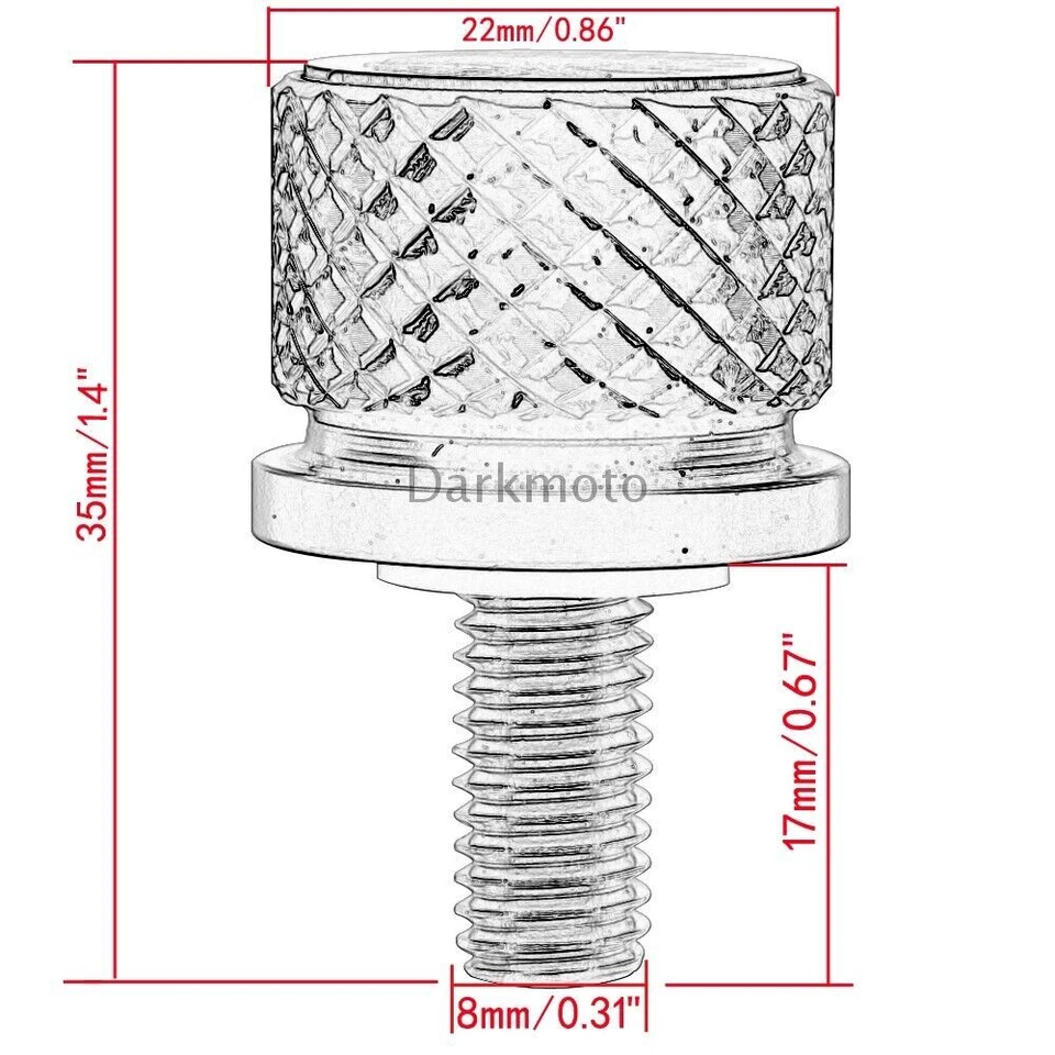 Black 8mm Rear Fender Seat Bolt Screw w/Skull Pattern for Indian Scout Models - Image 2 of 4