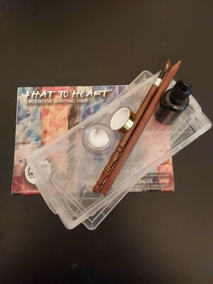 Arabic Calligraphy Set of Reed Pens, Paper, Ink Ink Well- Khat to ❤  Prog Kit