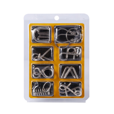 8Pcs/Set Wire IQ Test Brain Teaser Mind Puzzles Game For Adult & Child Metal