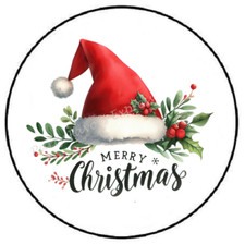 MERRY CHRISTMAS SANTA HAT ENVELOPE SEALS LABELS STICKERS PARTY FAVORS