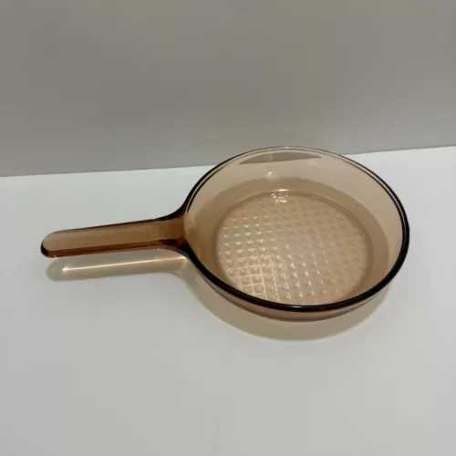 Visions Corning Amber Skillet 7" Frying Pan Waffle Bottom Cookware No Lid France