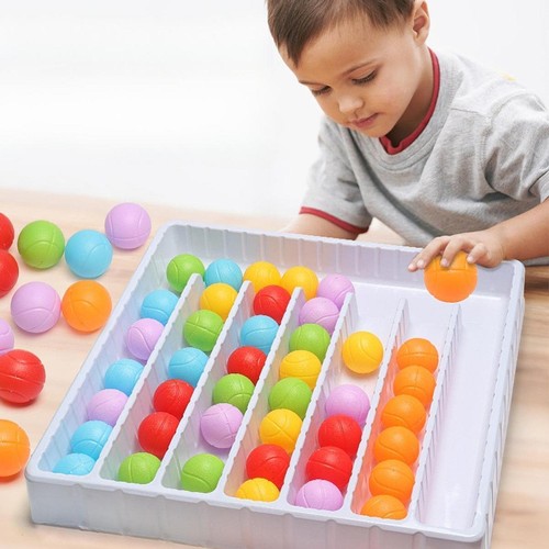 Color Sorting Ball Game Portable Rainbow Balls Sensory Game Ball Sorting Toy for
