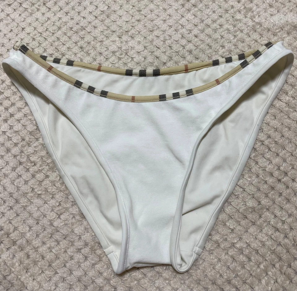 Parte inferior de bikini Burberry talla M blanco a cuadros Nova Foto 3 de 4