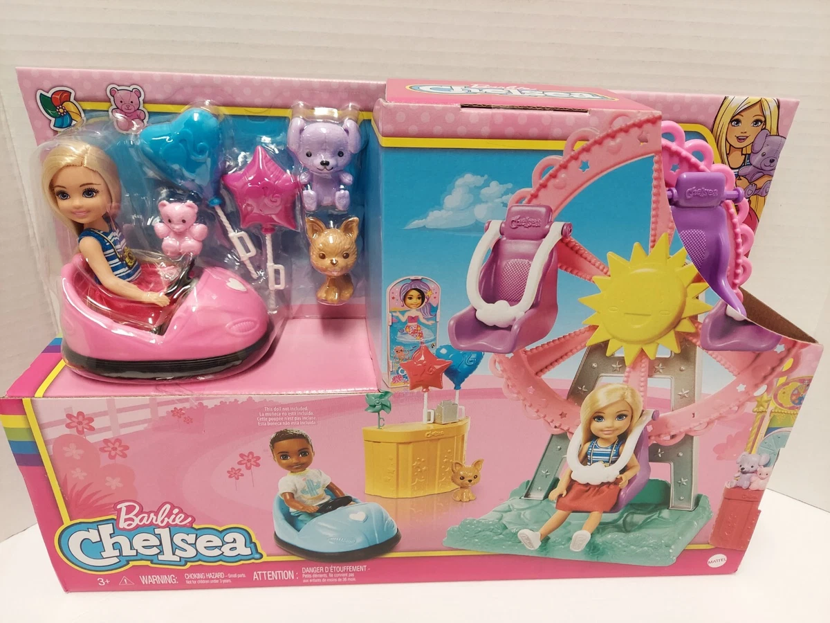 NEW Barbie Club Chelsea Doll & Carnival Play Set with Ferris Wheel Bumper  Car