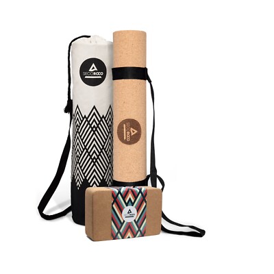 Yogamatte Kork, getestet mit SEHR GUT, wahlweise in 2-5 mm, inkl. Yogablock