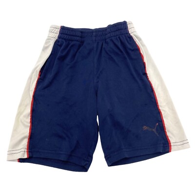 Puma Boys Size Basketball Shorts Faded Logo Pockets Navy