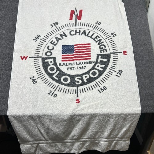 Polo Ralph Lauren Towel Nautical Bath Ocean Challenge Beach Vintage Compass