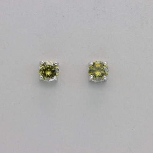 Pendientes poste peridoto verde simulado redondo/círculo PLATA ESTERLINA 925 #80Se - Imagen 4 de 9