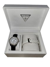 Vintage GUESS Authentic Women's Watch Interchangeable Leather Strap Box Set