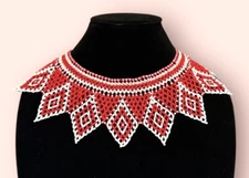 Retro 70s Beaded Statement Tribal Southwestern Choker Collar Vintage Necklace