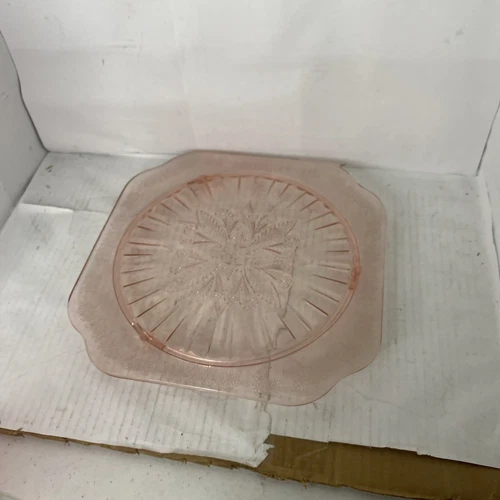 Vintage Depression Glass Pink Cake Plate Stand