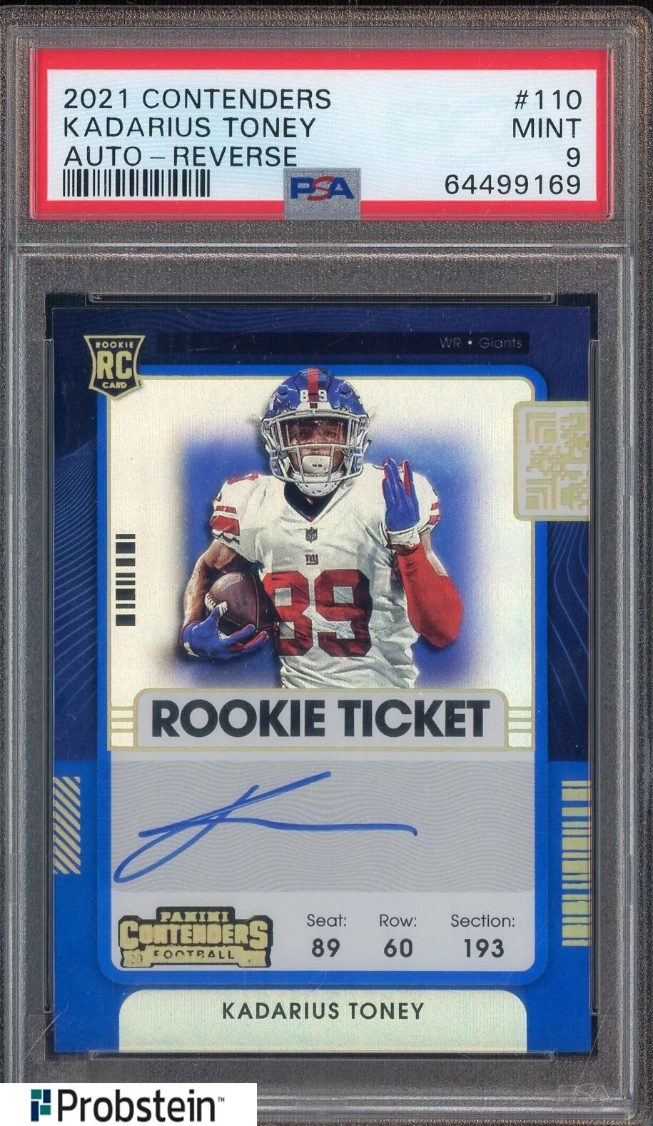 Kadarius Toney Panini Contenders #110 Autograph-Reverse