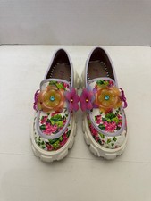 Betsey Johnson Vinie Floral Platform Loafers Flower Embellishments Size 8.5