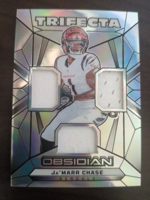 2024 Panini Obsidian Ja'Marr Chase Trifecta Patch Silver #/99 Bengals