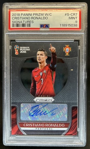 2018 Panini Prizm World Cup Cristiano Ronaldo Signatures Auto #S-CR7 PSA 9