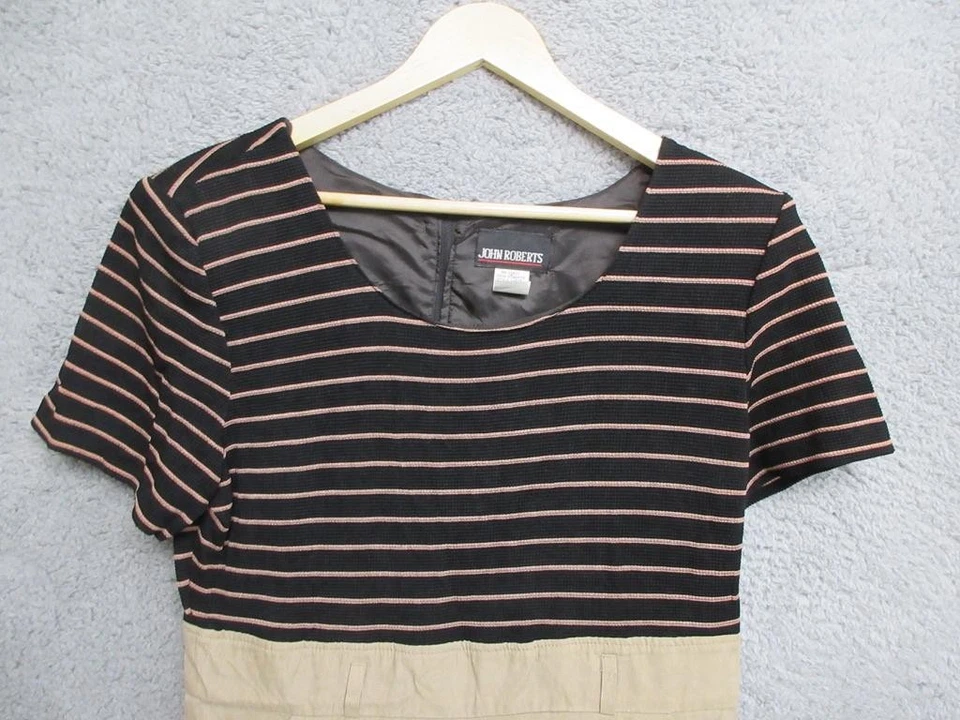 Mono de Colección John Roberts Para Mujer 14 Negro Tostado Rayas Hecho en EE. UU. Pierna Ancha Foto 3 de 4