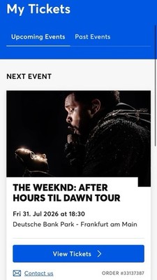The Weeknd After Hours Til Dawn Tour Ticket 31. Juli 2026 Deutsche Bank Park