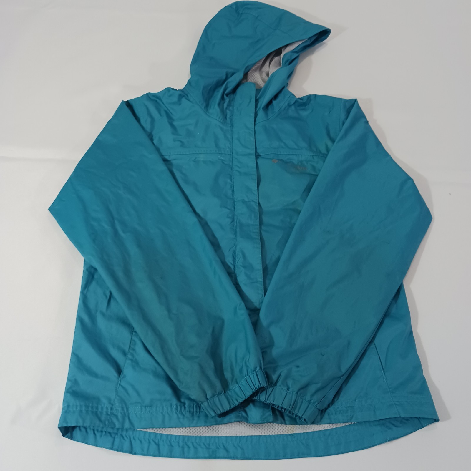 Columbia RG302 Youth Size 14/16 Hooded Full Zip Turquoise Windbraker Jacket