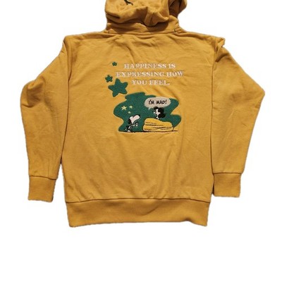 Starbucks x Peanuts Snoopy Hooded Sweatshirt M-L Vintage Yellow/green Embroidery