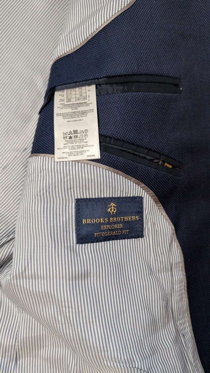 Brooks Brothers 紺ブレ Fitzgerald Brooks Brothers Explorer Fitzgerald Fit Suit Jacket Mens 44L Navy