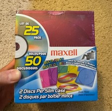Maxell 190131 Double Slim Jewel Case 25-Pack 5mm Thick Multi-Color CD-392 NOS