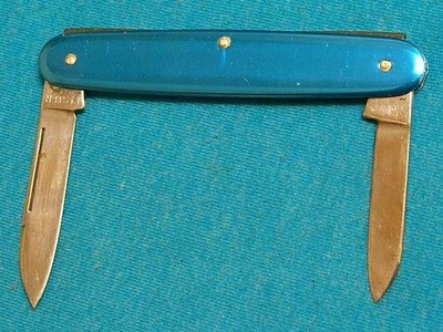 VINTAGE ULSTER KNIFE USA BLUE ALOX GENTS CIGAR PEN KNIVES UTILITY SURVIVAL TOOLS