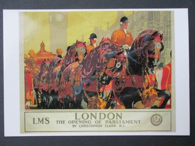 Postkarte LMS RAILWAY Poster London Die Eröffnung der Parlamentsprozession Modern