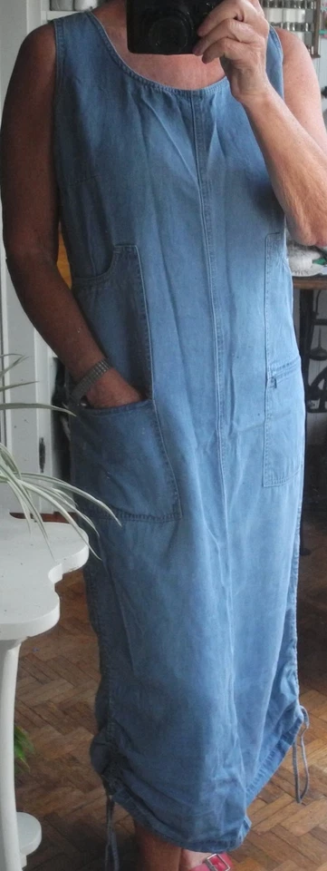 Robe CHRISTINE LAURE 40/42 mi longue jean , poches , toutes saisons - Photo 3/4