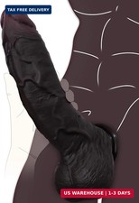 11 inch Black Huge Thick Dildo, Dual Density Silicone Soft Real Skin Touch Big D