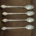 4 (four) Gorham English Gadroon Sterling Silver Iced Tea Spoons 7.5" Mono D