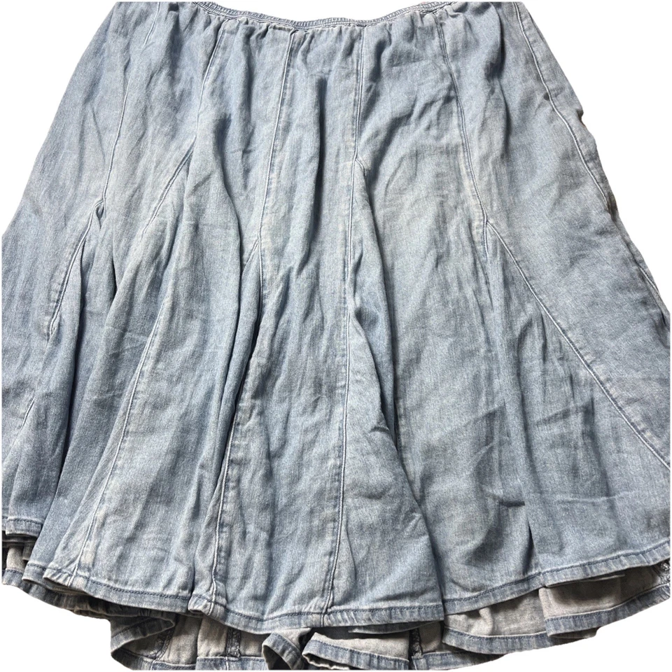 Vtg chambray skirt women 1x Cotton Blend Elastic Waist Retro Pleated Comfort - Image 3 of 4