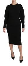 Dolce & Gabbana Black Bodycon Sheath Midi Stretch Women's Dress Authentic