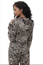 NWT 199 JUICY COUTURE Animal Print Velour OG Bling Hoodie  Pant Set Size MED