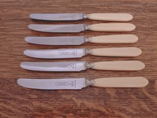 Superb Vintage Set 6 Faux Bone White Handle BUTTER KNIVES -Russell of Kilmarnock