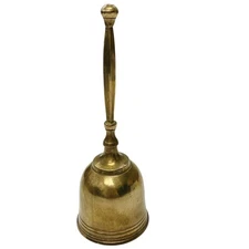 Vintage Brass School  Bell Tall Handle Chime  Teacher  Boho Decor Dinner