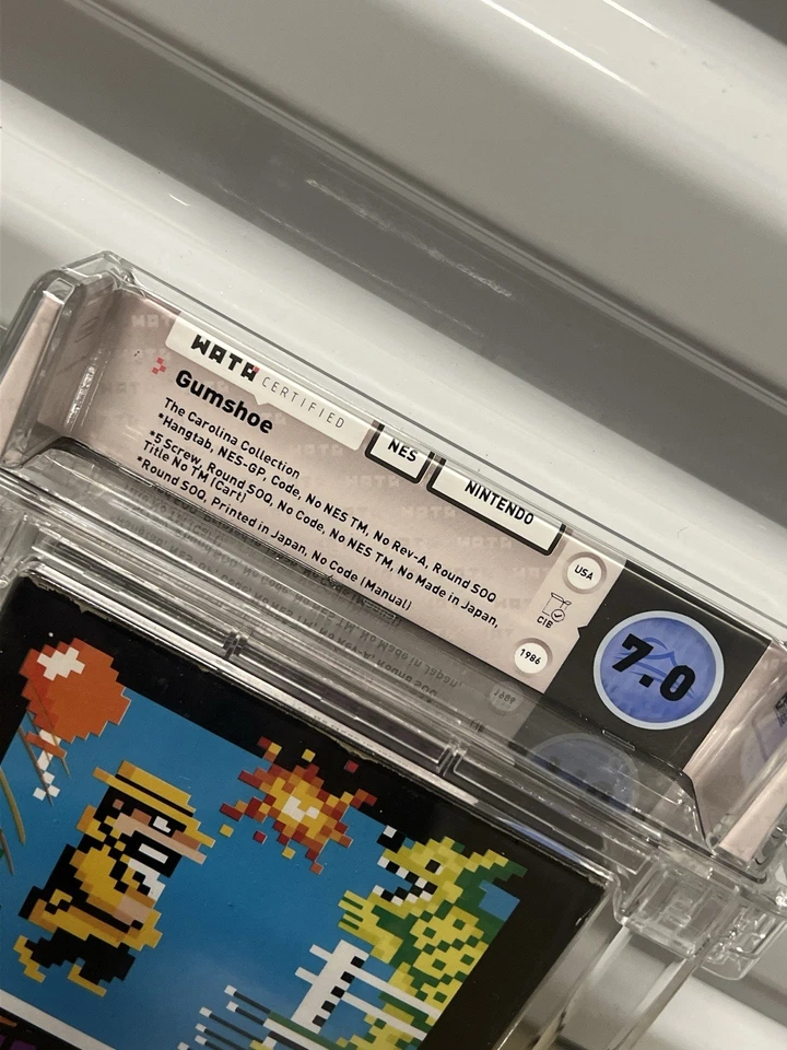 Nintendo NES Gumshoe 1986 WATA 7,0 CIB clasificación 5 tornillos caja negra juego Foto 3 de 4