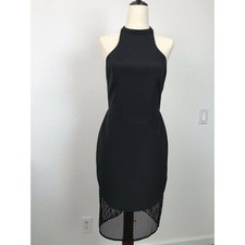 Finders Keepers Dress Women Sz S Asymmetric Halter Bodycon Black NWT