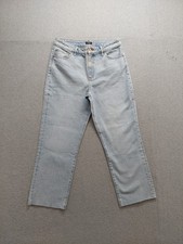 Express Women Jeans 10R Blue Denim Straight Leg High Rise Stretch Button Casual