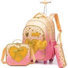 Backpack with Wheels for Kids Travel Roller Wheeled Bookbag Rolling Backpack ...