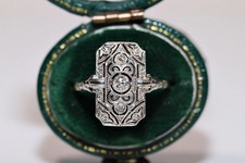 1.00 Ct Lab Created Diamond Art Deco Style Engagement Ring 14K White Gold Plated