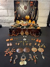 Vintage To  Now Orange Theme Boho Jewelry Lot...