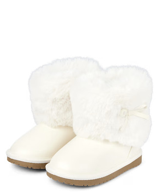 Gymboree Girls Faux Fur Boots - Little Snowflake - white Size 2