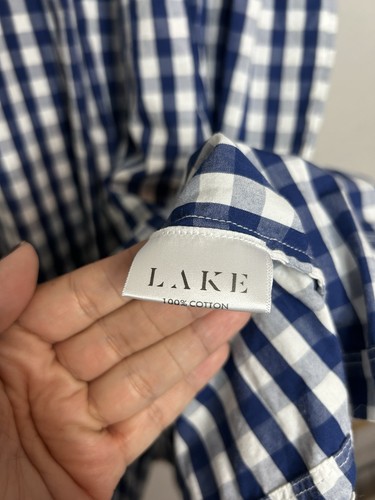 Abito Veranda LAGO Smocked Navy E Bianco Gingham Taglia Large - Foto 7 di 12