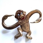 Monkey Pin Bronze Animal Brooch Handpainted Details Unique Jewelry For Blazer — photo 1