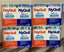 4 LOT VICKS DAYQUIL/NYQUIL VAPOCOOL SEVERE COLD & FLU 48ct CAPLETS