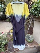 ZARA COLLECTION~OMBRÉ TIE DYE WRAP MIDI DRESS ASYMMETRICAL HEM SIZE LG.